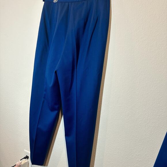 Vintage Pendleton Pants Suit Womens Sz 16 Virgin Wool Teal Blue Career Pleated - Picture 8 of 11